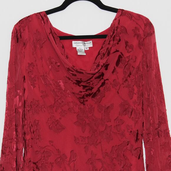 Adrianna Papell Evening Essentials Red Bell Sleeve Silk Blouse Size XL - Picture 3 of 13